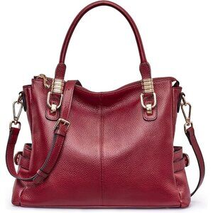 ⚡Women Wine Red Genuine Leather Purses and Handbags Satchel Tote Shoulder‎ Bag
